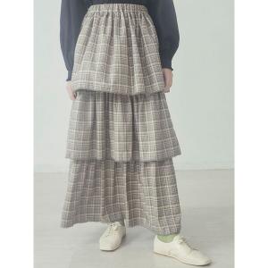スカート チェックティアードスカート