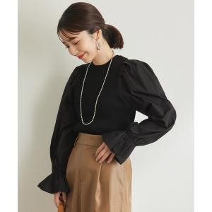 トップス 袖ふんわりタイプライタードッキングプルオーバー レディース