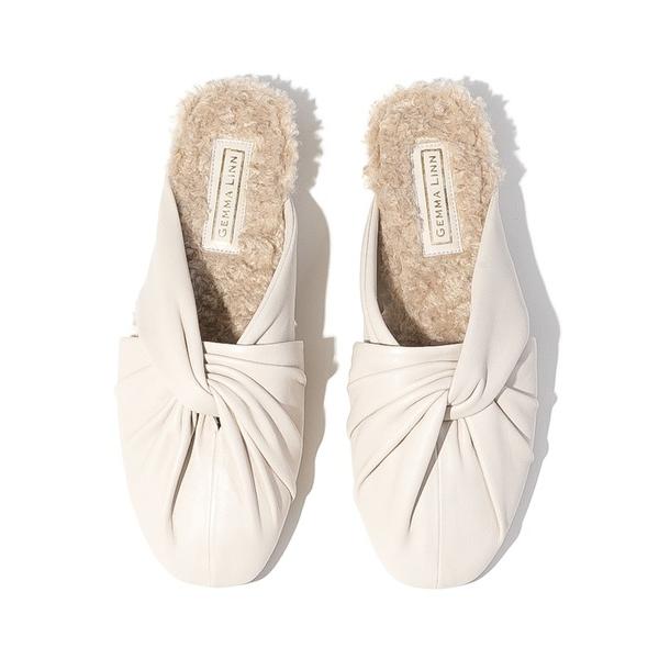 サンダル ラウンドトゥボアスライドフラットサンダル レディース