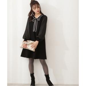 ワンピース ＜Ｅ＞前後２Ｗａｙサテンスリーブリボンニットワンピース / 1211247900
