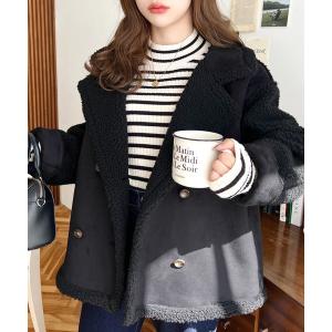 コート ムートンコート スウェード×ボア フェイクムートンライダースジャケット