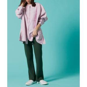パンツ リブフレアニットパンツ レディース