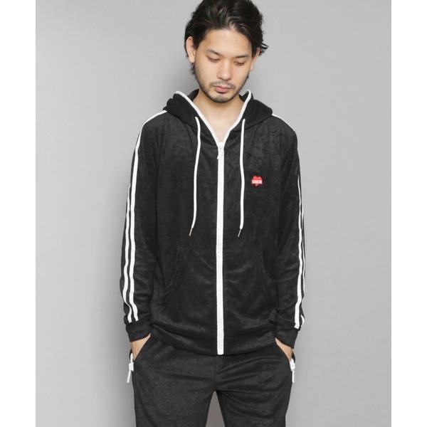 パーカー RM/ラインストーンシップサイドライン入り長袖パイルパーカー メンズ
