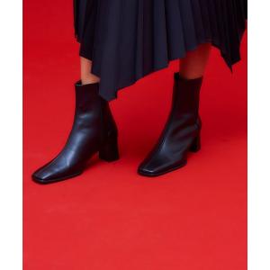 ブーツ レザーライクスクエアーブーツ