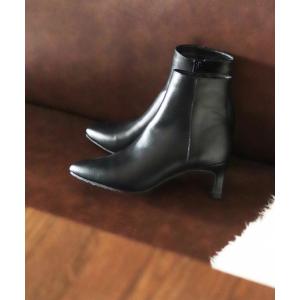 ブーツ 削れにくいかかとゴム使用。ポインテッドトゥストレートヒールショートブーツ レディース