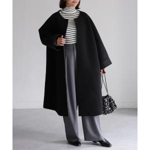 ボンディングノーカラーコート レディース