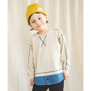tシャツ 「裾デニム重ね着風」長袖Tシャツ キッズ 子供服 男の子 女の子