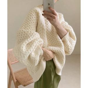 ニット セーター 「サイズ展開あり」オーバーサイズハニカムニット レディース