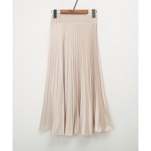 スカート サテンライクプリーツスカート レディース
