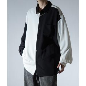 シャツ ブラウス 23AW 襟配色クレリック ルーズシルエット