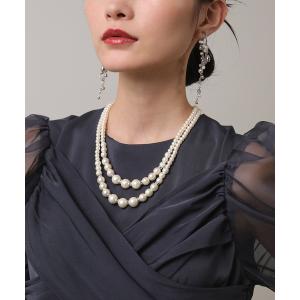 ネックレス パール ロンデルビジュー 2連 ネックレス パーティー 結婚式 お呼ばれ オケージョン レディース