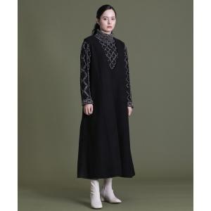 ワンピース 2021 AW Uネックフレアロングワンピース