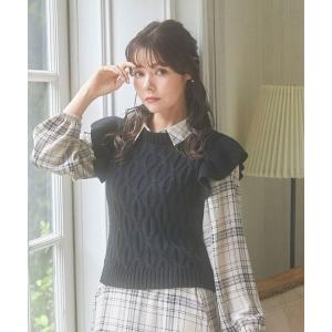 ニット セーター ∞2wayケーブルフリルニット レディース