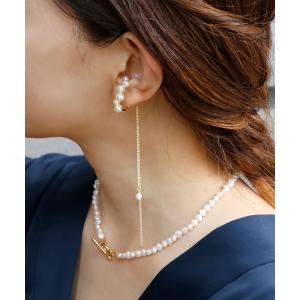 イヤーカフ 「2WAY」パール×ロングチェーンイヤーカフ レディース
