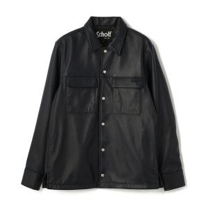 シャツ ブラウス Schott/ショット/LAMB LEATHER PATCH POCKET SHIRT/レザー パッチポケット シャツ