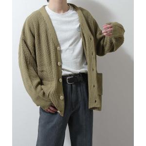 カーディガン 「ZIP FIVE」ふんわり7Gあぜ編みオーバーサイズカーディガン メンズ レディース