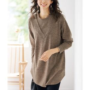 チュニック 杢調素材レイヤード風チュニック