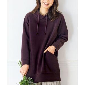 チュニック 裏起毛素材スタンドネックチュニック