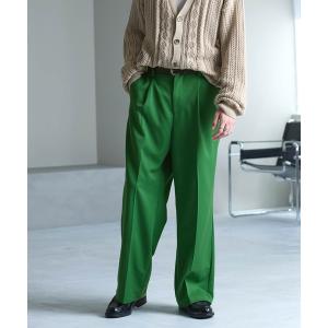 ワイドパンツ スラックス TRストレッチスーツ地 ストレート 1タック センタープレスイージーカラーワイドパンツ EMMA CLOTHES