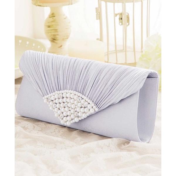 クラッチバッグ パーティーバッグ シャーププリーツパールビジューパーティークラッチバッグ レディース