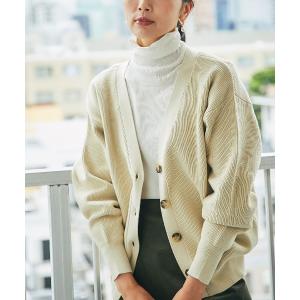 カーディガン ゆったりとストレスフリーな着心地　畦Vネックニットカーディガン