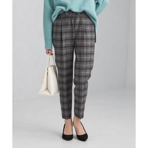 パンツ サキソニー テーパード パンツ チェック -ストレッチ-