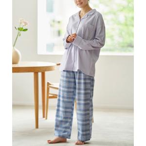 パジャマ ルームウェア 「綿100%/温活上下セット」コットンネルシャツパジャマセット レディース