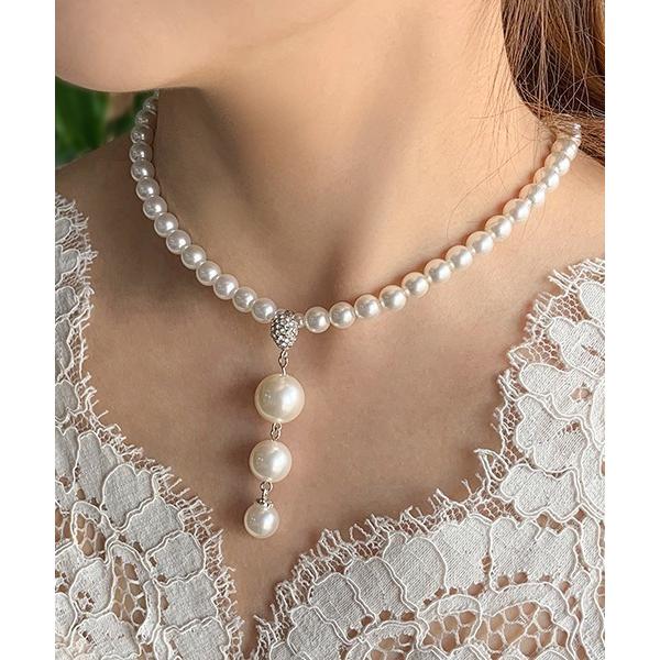 ネックレス 粒グラデーションパールネックレス 結婚式 パーティー お呼ばれ オケージョン レディース