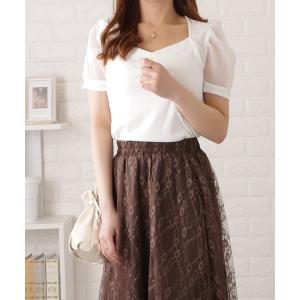 シャツ ブラウス レディース パフスリーブ  半袖 カットソー