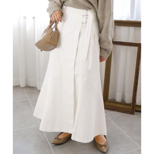 スカート ラップ風チノフレアースカート