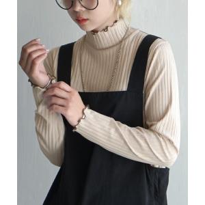 tシャツ 「主役にも名脇役にも！」ロングスリーブ リブカットソー「タートルネック」 レディース