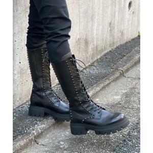 ブーツ WEB限定【LULLABY STUDS】レースアップロングブーツ