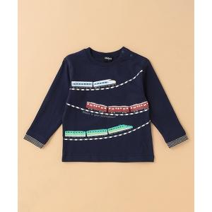 tシャツ Tシャツ 電車プリント長袖Tシャツ