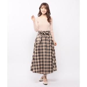 ワンピース チェックスカートコンビワンピース