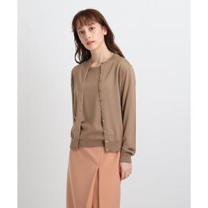 カーディガン 「ウール100%」丸首ベーシックカーディガン