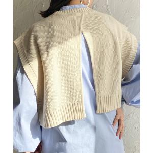 ベスト 前後2wayバッククロスショート丈ニットベスト