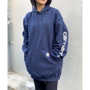 パーカー 「carhartt」カーハート袖プリント 長袖 ワッペン 裏起毛プルオーバーパーカー K288 メンズ レディース