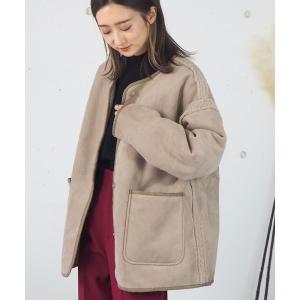 コート ムートンコート フェイクムートンパイピングリバーシブルブルゾン