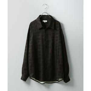 シャツ 総柄トロミ長袖オーバーサイズシャツ/柄シャツ メンズ レディース