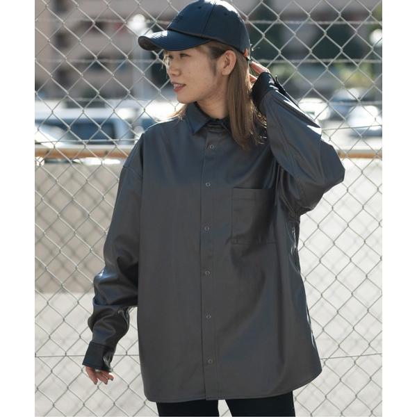 シャツ 「a」テックレザーシャツ メンズ レディース
