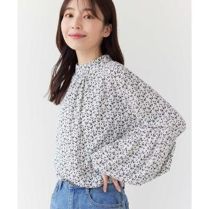 レディース シャツ ブラウス クラシカルプリントボリュームスリーブブラウス