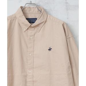 シャツ 「BEVERLY HILLS POLO CLUB/ビバリーヒルズポロクラブ」カーボンピーチツイル刺繍入り ボタンダウンシャツ／スタンドカラーシ