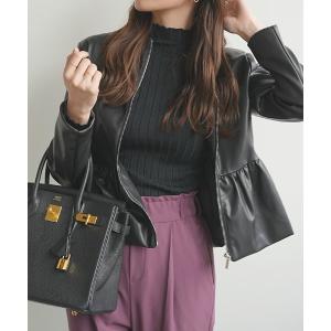 ジャケット ライダースジャケット ウエストフリルシングルライダース