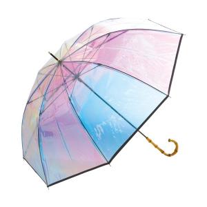 レディース 傘 「ビニール傘」バンブーパイピング シャイニーアンブレラ shiny plastic umbrella｜zozo