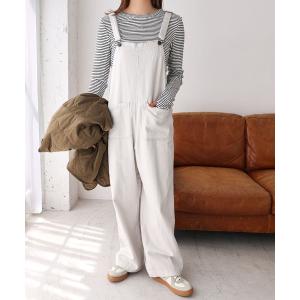 サロペット オーバーオール コットンツイルダブルポケットワイドサロペット