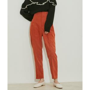 パンツ スラックス 「WEB限定」ピンタックで脚長！ハイウエスト起毛カラーパンツ レディース