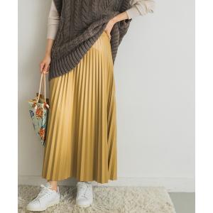 スカート 『Oggi11月号掲載』レザーライクロングプリーツスカート