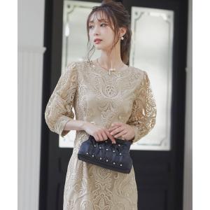 ドレス 刺繍レース バックリボン タイトドレス 同窓会 二次会 ドレス