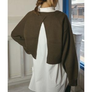ニット スリット入り前後2wayショートニット
