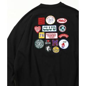 スウェット WEB限定 ビッグシルエット バック刺繍 ランダムワッペンデザイン クルーネックスウェット